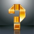 Letter metal gold ribbon - Question mark Royalty Free Stock Photo