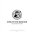 Letter MJ Logo Creative Design Premium Line Alphabet Monochrome Monogram emblem. Vector graphic design template element. Graphic Royalty Free Stock Photo