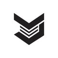 Letter mj stripes geometric logo vector