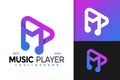 Letter MP Music Play Media Logo Design, Brand Identity logos vector, modern logo, Logo Designs Vector Illustration Template Royalty Free Stock Photo