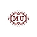 Letter MU Initial logo elegant typeface design