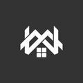 Letter mw linked home shape logo vector