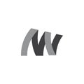 Letter mw simple 3d ribbon shadow logo vector