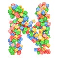 Letter N, from ABC Alphabet Wooden Blocks. 3D rendering Royalty Free Stock Photo