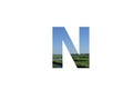 Letter N of the alphabet made with landscape