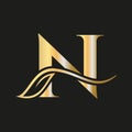 Letter N Beauty Flower Luxury Logo with Creative Concept Elegant, Beauty, Salon, Spa, Fashion and Yoga Sign Vector Template