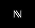 A letter N black and white logo. Dynamic monogram linear logotype. Flat vector logo template.