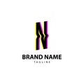 Letter N bright glitch for creative brand