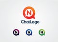 Letter n chat logo design template