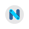 Letter N construction links blue color logo Royalty Free Stock Photo