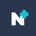Letter N cross plus medical logo icon design template elements Royalty Free Stock Photo