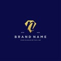 Letter N diamond gold logo design Royalty Free Stock Photo