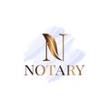 Letter N With Feather Notary Watrecolor Logo