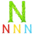 Letter N with flow drops colors