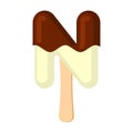Letter N Ice Cream font. Popsicle alphabet. Cold Sweet lettering