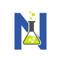 Letter N Lab Logo Concept for Science, Healthcare, Medical, Laboratory, Chemical and Nature Symbol Royalty Free Stock Photo