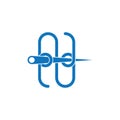 Letter n linked thread needle symbol logo vector Royalty Free Stock Photo