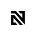 Letter N Logo Icon Design Template, Abstract Square Emblem, White on Black Background - Vector Royalty Free Stock Photo