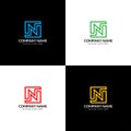 Letter N logo, icon flat and vector design template. The letter n logotype for brand or company with text.