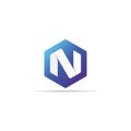 Letter N logo icon in polygon hexagonal shape concept design. business corporate logo template element. vector illustration Royalty Free Stock Photo