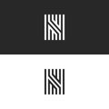 Letter N logo icon vector linear maze design. Refined print creative ornate monogram initial sign identity symbol