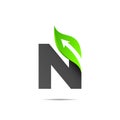 letter n logo with leaf and arrow symbol Royalty Free Stock Photo