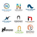 Letter N logo set. Set of colorful N letter symbols Royalty Free Stock Photo