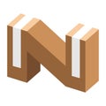 letter n logo shaped like a cardboard box
