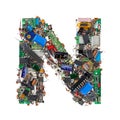 Letter N made of electronic components Royalty Free Stock Photo