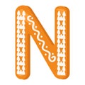 Letter N made from glazed gingerbread