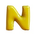 Letter N made of gold balloon. 3d rendering isolated on white background