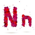 Letter n made from hearts. Love alphabet