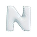 Letter N made of white balloon. 3d rendering isolated on white background Royalty Free Stock Photo