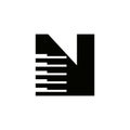 Letter N Musician Symbol, Piano Logo Icon Vector Template On White Background