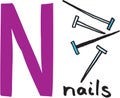 Letter N - nails Royalty Free Stock Photo