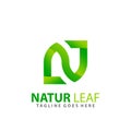 Letter N Natur Leaf Modern Logo Design Vector Illustration