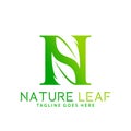 Letter N Nature Green Leaf Abstract Logos Design Vector Illustration Template Royalty Free Stock Photo