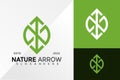 Letter N Nature Leaf with Arrow Logo Design Vector illustration template Royalty Free Stock Photo