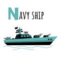 Letter N and Navy ship