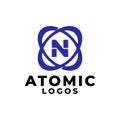 Letter N with an orbit or atom shape, good for any business related to science and technology