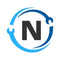 Letter N Repair Logo. Home Services Tool, Car Repair Logo Template For Business, Company and Construction Industry