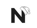 Letter n with santa claus hat. initial letter for Christmas and New Year text design. isolated vector image Royalty Free Stock Photo