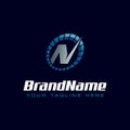 Letter N spedometer logo. Tachometer speed logo Royalty Free Stock Photo