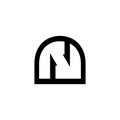 Letter n symbol geometric opposite arrow logo vector