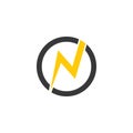 Letter n thunder circle geometric logo Royalty Free Stock Photo