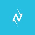 Letter N with thunderbolt logo design vector graphic symbol icon sign illustration creative idea