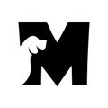 M Letter With A Negative Space Dog Logo