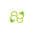 letter nn natural green leaf vegetables logo vector Royalty Free Stock Photo