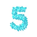 The letter number five or 5, in the alphabet Crystal diamond 3D