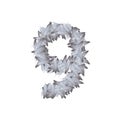 The letter number nine or 9, in the alphabet feather from bird wing set, illustration Royalty Free Stock Photo